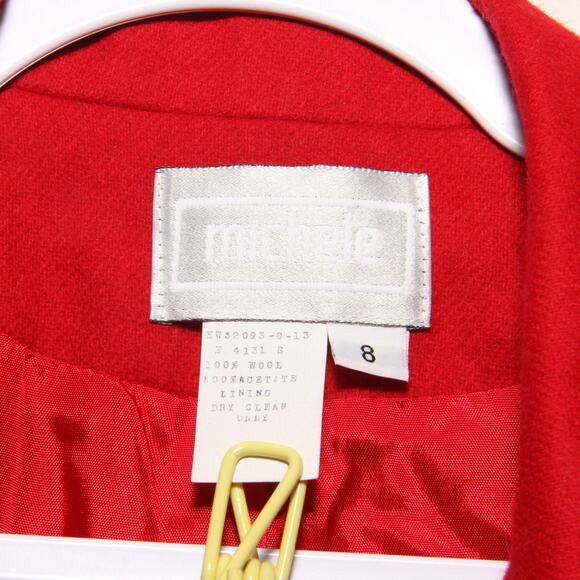 Vintage Michele Red Wool Double Breasted Boxy Blazer Size 8 - Picture 5 of 6